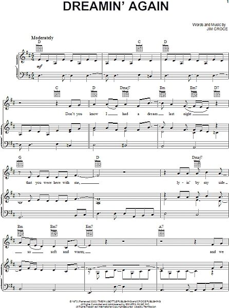 Dreamin' Again - Piano/Vocal/Guitar, New, Main