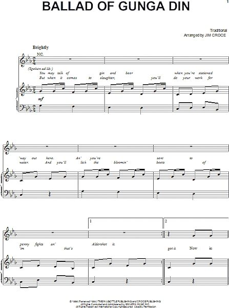 Ballad Of Gunga Din - Piano/Vocal/Guitar, New, Main