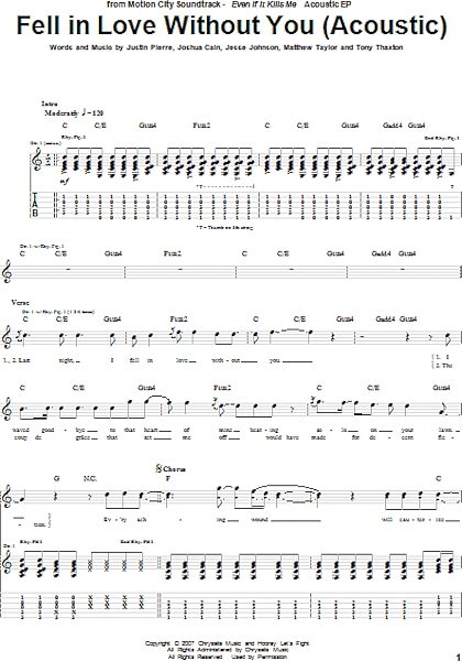 Fell In Love Without You (Acoustic Version) - Guitar TAB, New, Main