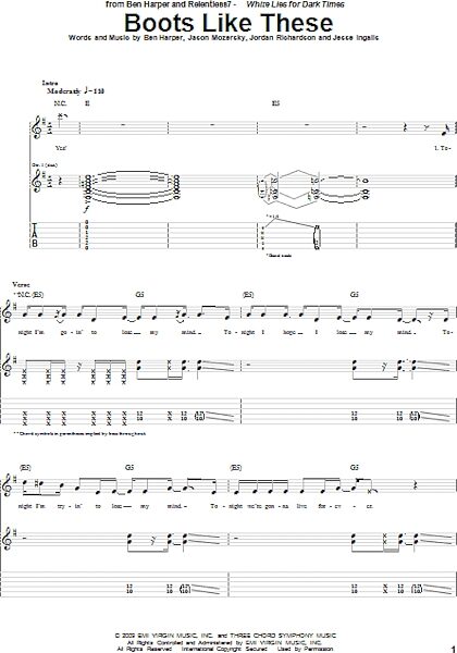 Boots Like These - Guitar TAB, New, Main