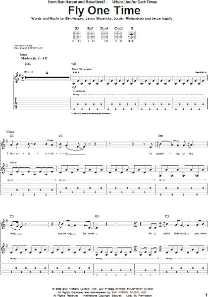 Fly One Time - Guitar TAB, New, Main
