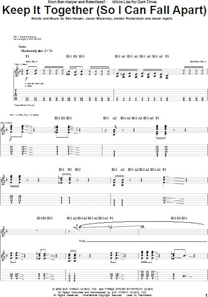 Keep It Together (So I Can Fall Apart) - Guitar TAB, New, Main