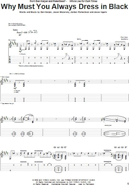 Why Must You Always Dress In Black - Guitar TAB, New, Main