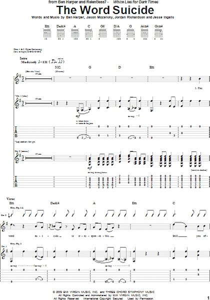 The Word Suicide - Guitar TAB, New, Main