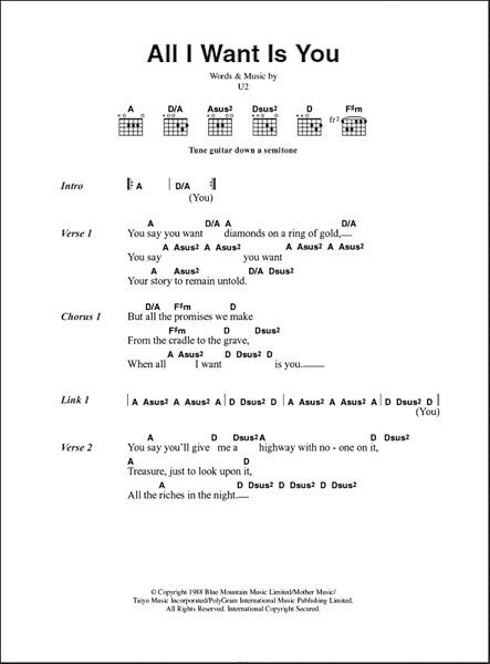 All I Want Is You - Guitar Chords/Lyrics, New, Main