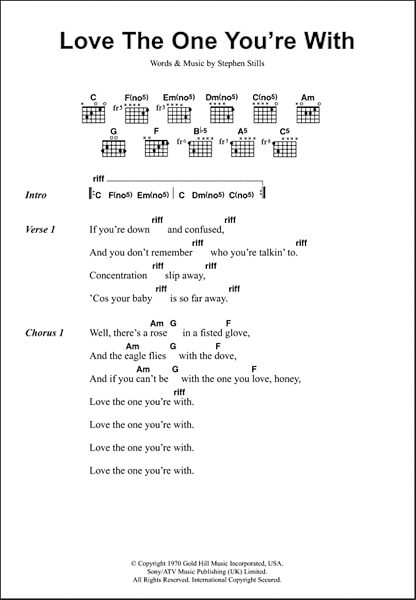 Love The One You're With - Guitar Chords/Lyrics, New, Main