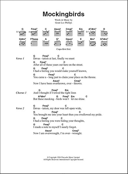 Mockingbirds - Guitar Chords/Lyrics, New, Main