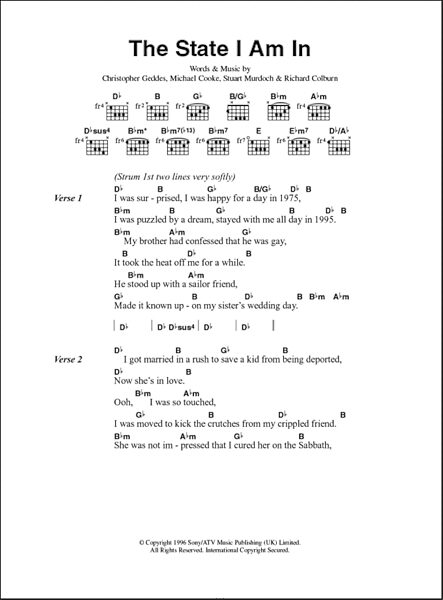 The State I Am In - Guitar Chords/Lyrics, New, Main