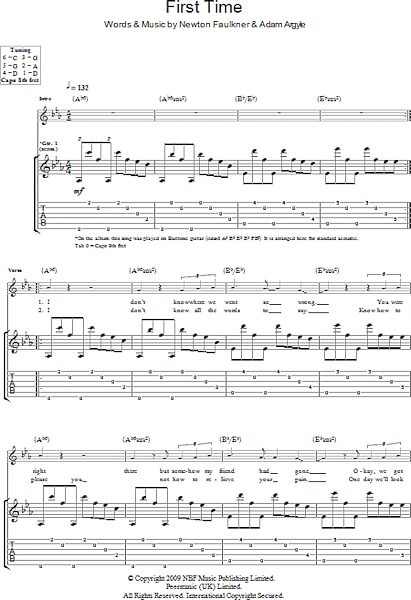 First Time - Guitar TAB, New, Main