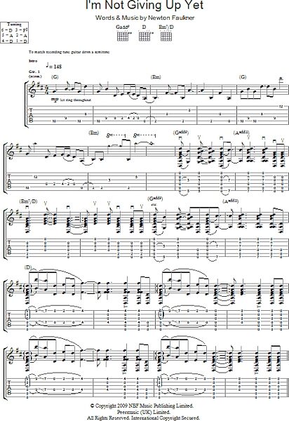 I'm Not Giving Up Yet - Guitar TAB, New, Main
