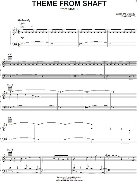 Theme from Shaft - Piano/Vocal/Guitar, New, Main