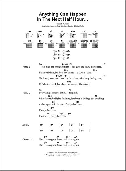 Anything Can Happen In The Next Half Hour - Guitar Chords/Lyrics, New, Main