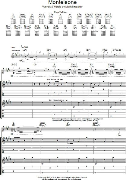 Monteleone - Guitar TAB, Main
