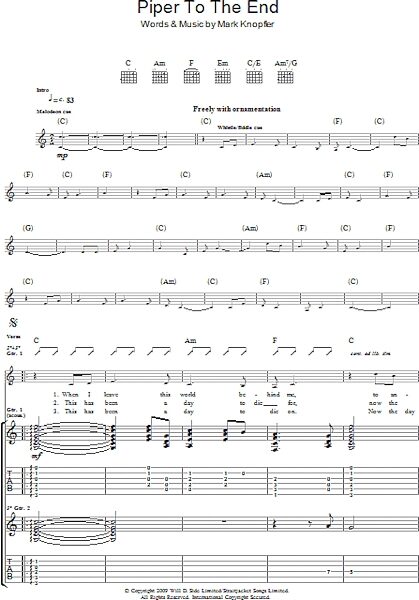 Piper To The End - Guitar TAB, New, Main