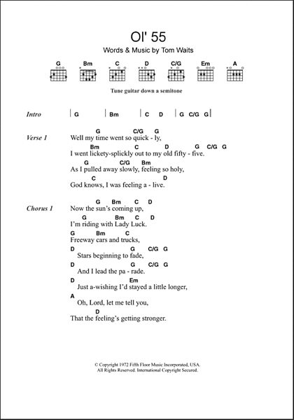 Ol' 55 - Guitar Chords/Lyrics, New, Main