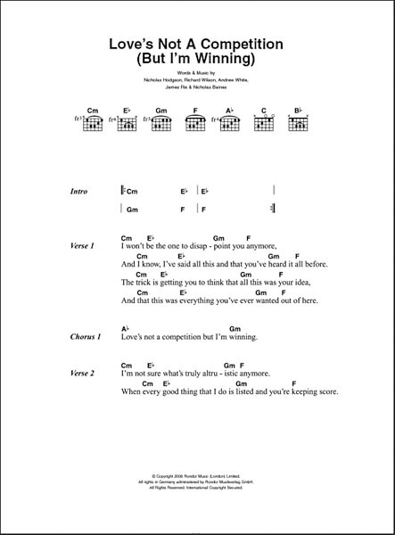 Love's Not A Competition (But I'm Winning) - Guitar Chords/Lyrics, New, Main