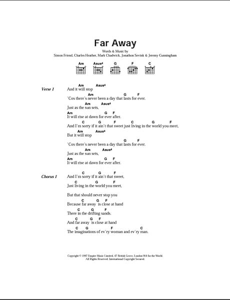 Far Away - Guitar Chords/Lyrics, New, Main