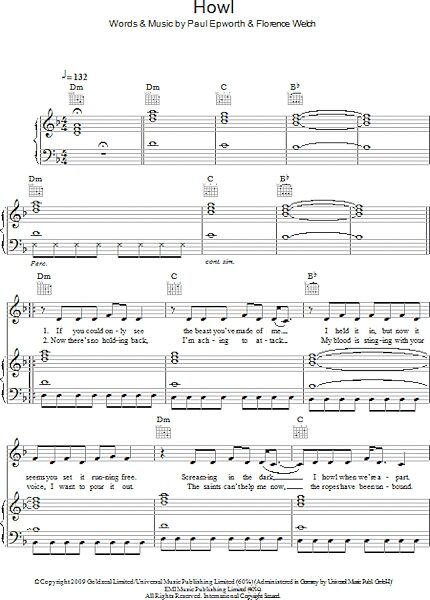 Howl - Piano/Vocal/Guitar, New, Main