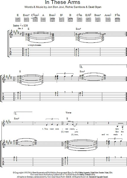 In These Arms - Guitar TAB, New, Main