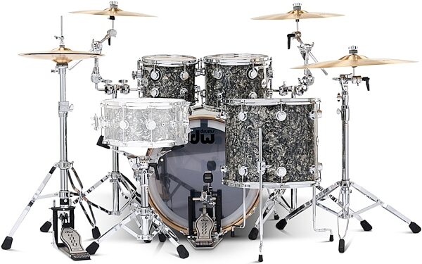 Drum Workshop Collector's Series SSC Maple 4-Piece Shell Kit, Silver Abalone, Action Position Back