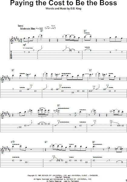 Paying The Cost To Be The Boss - Guitar Tab Play-Along, New, Main