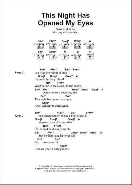 This Night Has Opened My Eyes - Guitar Chords/Lyrics, New, Main