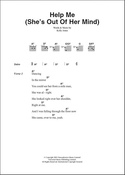 Help Me (She's Out Of Her Mind) - Guitar Chords/Lyrics, New, Main