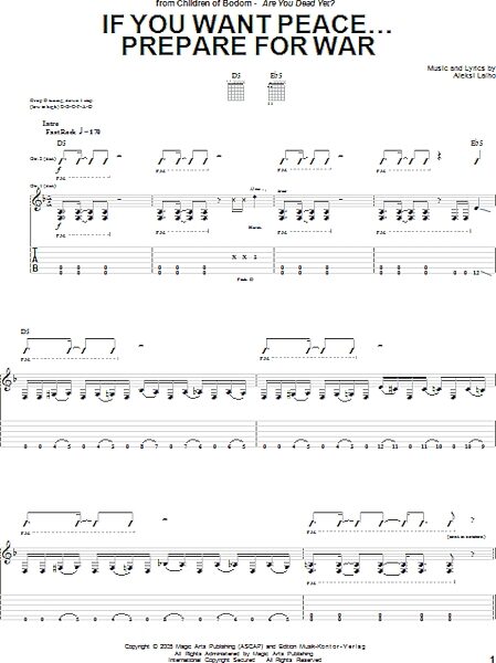 If You Want Peace... Prepare For War - Guitar TAB, New, Main