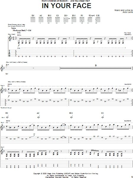 In Your Face - Guitar TAB, New, Main