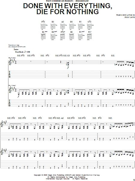 Done With Everything, Die For Nothing - Guitar TAB, New, Main
