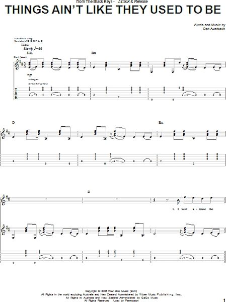Things Ain't Like They Used To Be - Guitar TAB, New, Main
