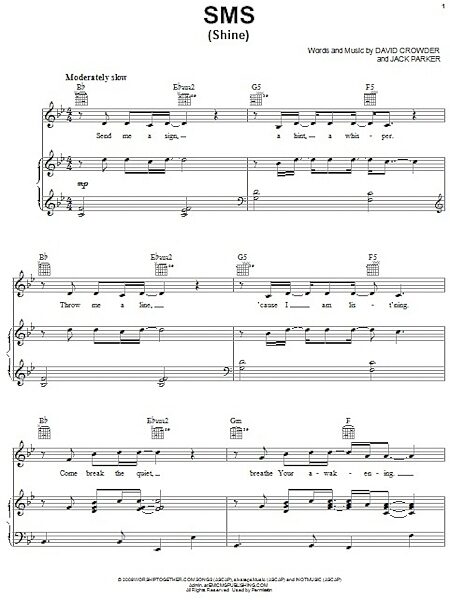 SMS (Shine) - Piano/Vocal/Guitar, New, Main