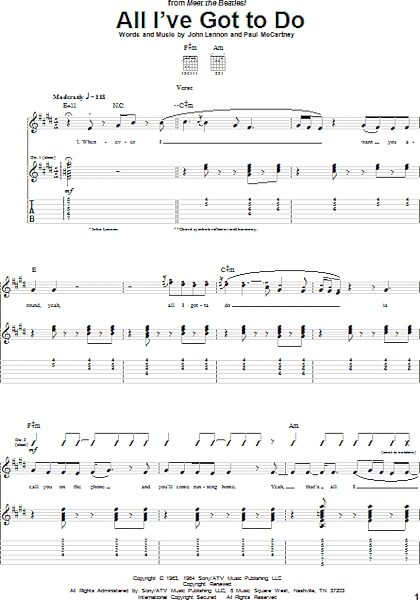 All I've Got To Do - Guitar TAB, New, Main