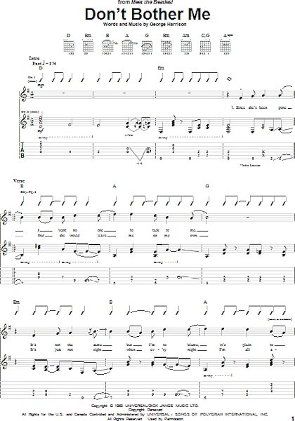 Don't Bother Me - Guitar TAB, New, Main