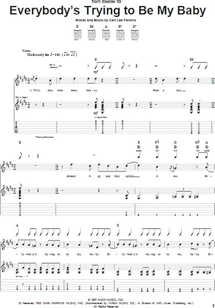 Everybody's Trying To Be My Baby - Guitar TAB, New, Main