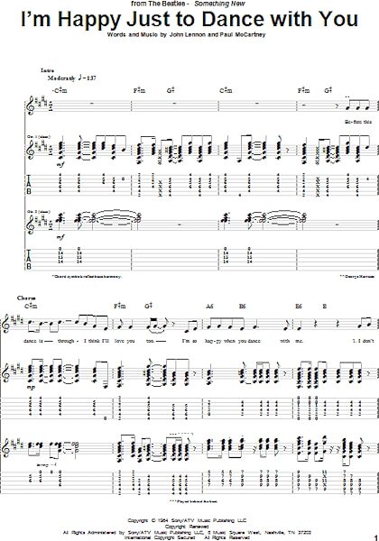 I'm Happy Just To Dance With You - Guitar TAB, New, Main
