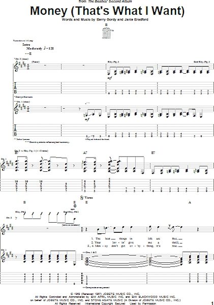 Money (That's What I Want) - Guitar TAB, New, Main