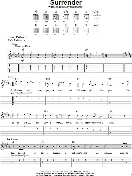 Surrender - Easy Guitar with TAB, New, Main