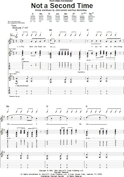 Not A Second Time - Guitar TAB, New, Main