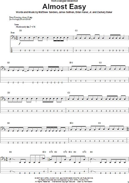 Almost Easy - Bass Tab, New, Main