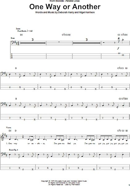 One Way Or Another - Bass Tab, New, Main