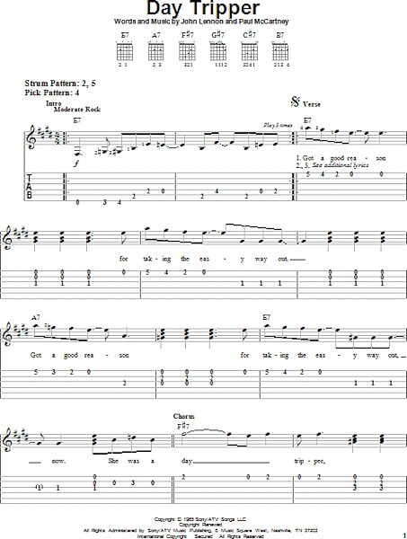 Day Tripper - Easy Guitar with TAB, New, Main