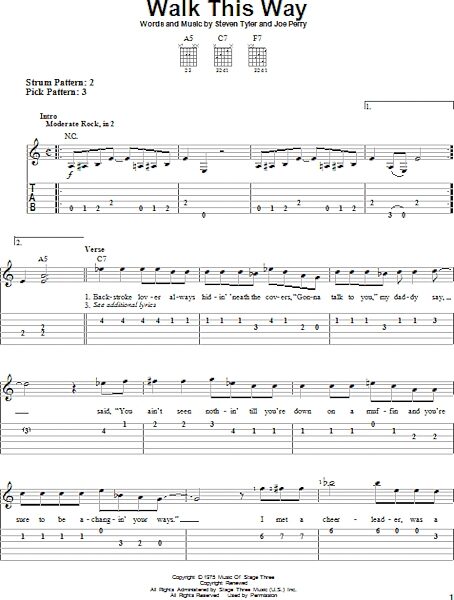 Walk This Way - Easy Guitar with TAB, New, Main