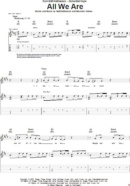 All We Are - Guitar TAB, New, Main