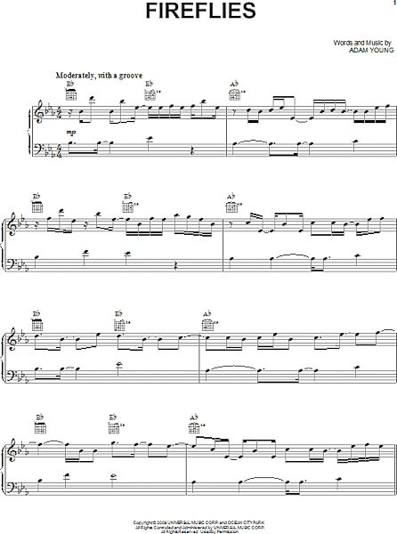 Fireflies - Piano/Vocal/Guitar, New, Main