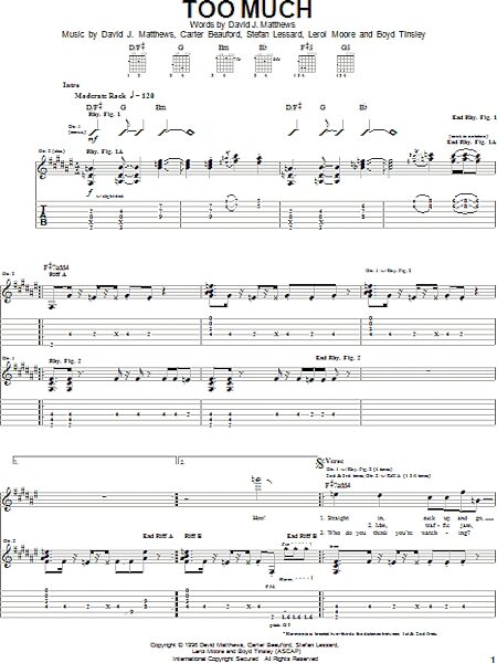 Too Much - Guitar TAB, New, Main
