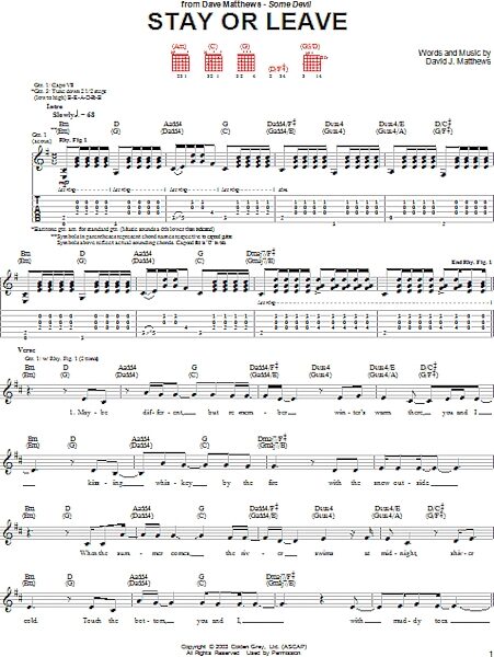 Stay or Leave - Guitar TAB, New, Main