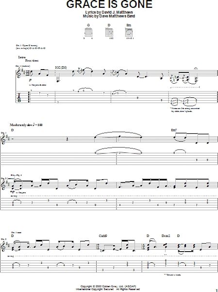 Grace Is Gone - Guitar TAB, New, Main