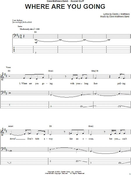 Where Are You Going - Bass Tab, New, Main