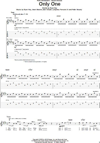 Only One - Guitar TAB, New, Main
